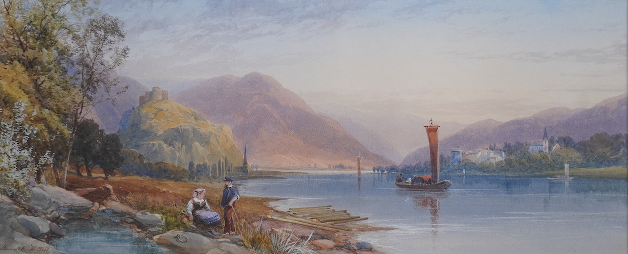 James Burrell Smith (British, 1822-1897), 'Marksburg on the Rhein', watercolour, 20 x 49cm